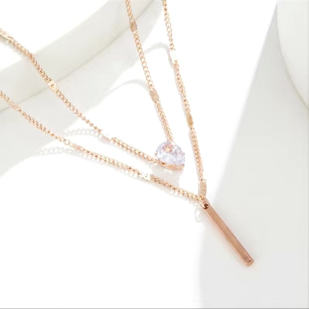 Gold Double Layer Stacking Water Drop Shaped Smal… - image 4